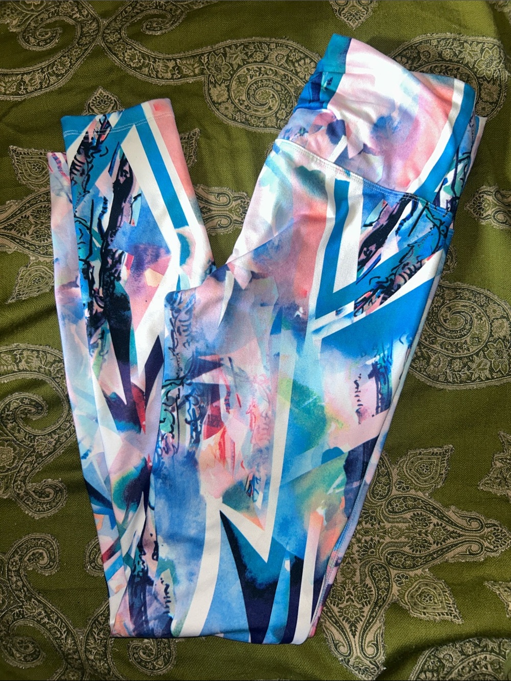 Capezio Women's Abstract Blue & Pink Athletic Leggings